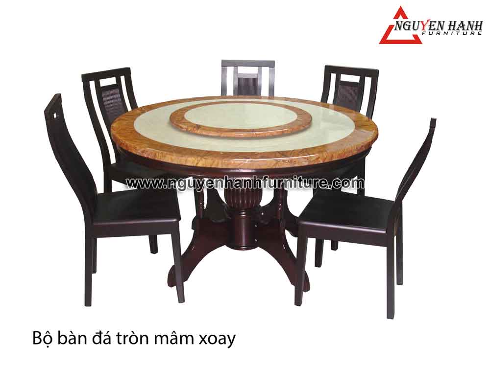 Name product: Table stone circle with turntable - Dimensions: 130cm - Description: Stone surface, chair wood